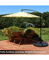 Outdoor Cantilever Offset Patio Umbrella - Outside Waterproof Polyester Shade Steel Pole Air Vent, Cross Base and Crank Deck, Backyard Pool