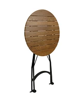 28" Round European Chestnut Wood Bar Height Folding Table - For Indoor or Outdoor Use