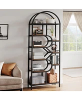 gaomon Bookshelf 6 Tier Arched Bookcase 81.7in Tall Display Racks Geometric Open Storage Shelf