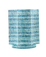 Slickblue Stool Table with Capiz Shell Inlay and Floral Geometric Design Elegant and Unique Accent for Living Room or Bedroom
