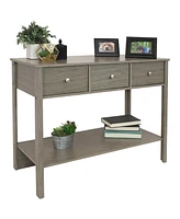 30-Inch H Hall Console Table with Drawers and Silver Knobs - Thunder Gray