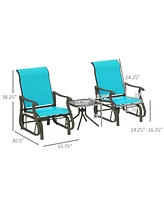 Outsunny 3-Piece Outdoor Gliders Set with Steel Frame, Table, Bright
