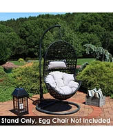 Sunnydaze Decor Steel Egg Chair Stand with Extra-Wide Round Base - Black Powder-Coated Finish - 76 Inches H