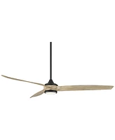 Casa Vieja 60" La Jolla Surf Farmhouse Rustic Country Indoor Ceiling Fan 3 Blade Led Light Remote Control Matte Black Finish Oak Finish Blades Bedroom