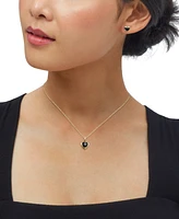 2-Pc. Set Onyx & Diamond Accent Heart Pendant Necklace & Complementing Stud Earrings in 14k Gold-Plated Sterling Silver