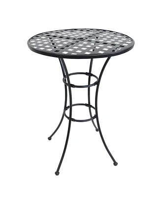 Sunnydaze Decor Elegant Black Wrought Iron Bar Table - 30-Inch Diameter x 39.5 Inches Tall - Dining Table Only