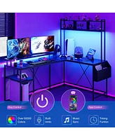 gaomon Reversible L Shaped Computer Desk with Hutch