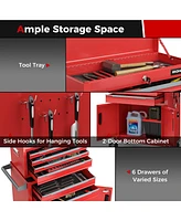 Gymax 2 in 1 Rolling Cabinet Storage Organizer Chest Box Garage 6 Drawer Toolbox