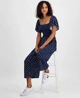 Tommy Hilfiger Women's Flutter-Sleeve Polka Dot Jumpsuit