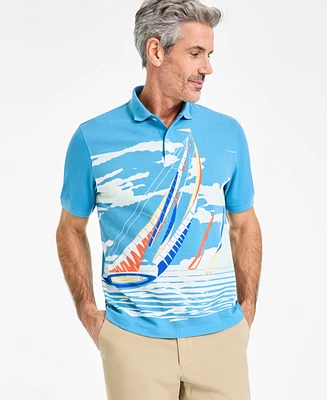 Club Room Men's Regatta Printed Pique Knit Polo Shirt, Exclusively at Macy's