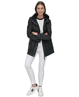 Dkny Petite Hooded Zip-Front Water-Resistant Raincoat