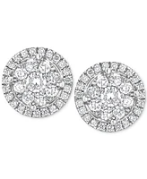 Diamond Cluster Round Stud Earrings (1 ct. t.w.) in 14k White Gold