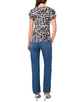 Vince Camuto Women's Printed Flutter-Sleeve Top
