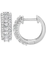 Diamond Cluster Hoop Earrings (1/2 ct. t.w.) in 14k White Gold