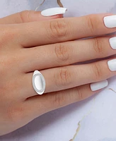 Cubic Zirconia Oval Halo Polished Signet Ring Sterling Silver