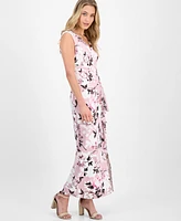 Connected Petite Embellished Floral V-Neck Maxi Dress