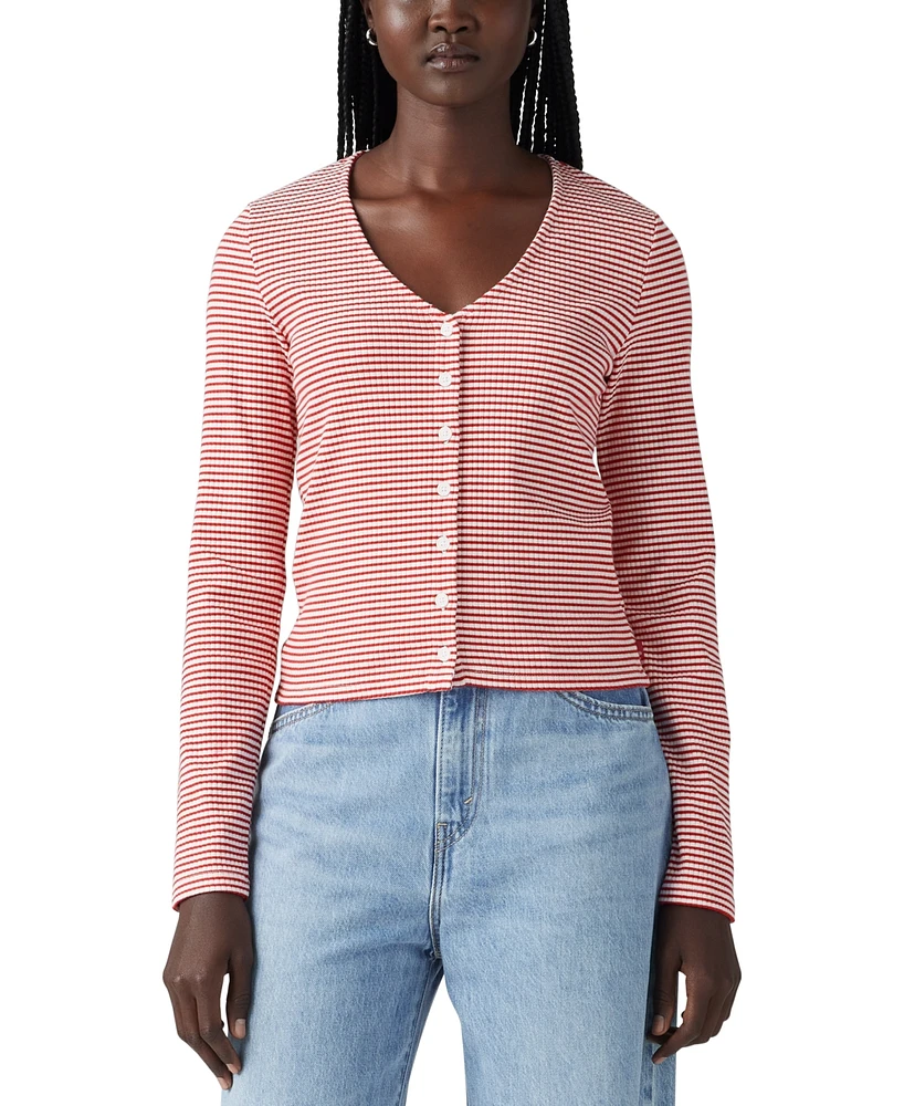 Levi's Women's Muse Ribbed Long-Sleeve Button-Up Top