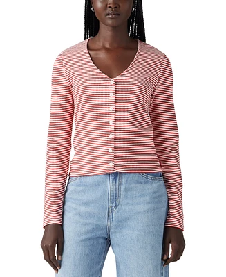 Levi's Women's Muse Ribbed Long-Sleeve Button-Up Top