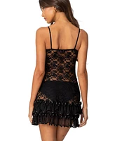 Edikted Women's Luciane Lacey Mesh Mini Dress