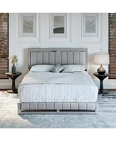 Boyd Sleep Belle Upholstered Platform Bed with Headboard, Mattress Foundation with Strong 14 Wood Slat Supports