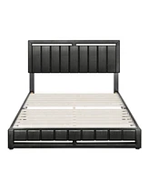 Boyd Sleep Belle Upholstered Platform Bed with Headboard, Mattress Foundation with Strong 14 Wood Slat Supports