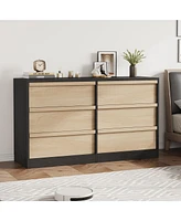 gaomon 6 Drawer Dresser for Bedroom, Modern Dresser Organizer Storage Chest, Wooden Double Chest of Drawers for Bedroom