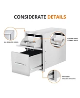 gaomon 13" W x 20.5" H x 23" D Outdoor Kitchen Drawers with Paper Towel Holder, Stainless Steel Outdoor Kitchen Drawers, 2-Layer Flush Mount Bbq Drawe