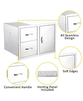 gaomon 33''W x 22''H x 22''D Outdoor Kitchen Drawer Combo with Paper Towel Rack, Bbq Access Door Drawers Combo with Stainless Steel, Perfect for Bbq G