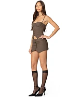 Edikted Womens Ellis Buttoned Up Mini Skort