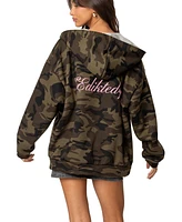 Edikted Womens Camo Oversized Bow Detail Hoodie