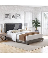 Bree Pu Leather Upholstered Platform Bed Frame with Adjustable Headboard