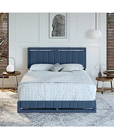 Boyd Sleep Siri Upholstered Platform Bed with Headboard, Mattress Foundation with Strong 14 Wood Slat Supports