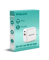 Philco Dual Port Usb-c & Usb-a Charger, Power Delivery 3.0 & Quick Charge 3.0, 25W Fast Charging