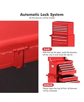 Gymax 2 in 1 Rolling Cabinet Storage Chest Box Garage Toolbox Organizer w/ 6 Drawers