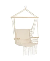 Sunnydaze Decor Indoor/Outdoor Hanging Hammock Chair with Armrests - Polycotton Fabric - 300-Pound Capacity - Natural