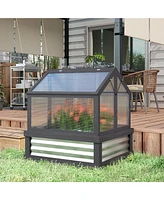Outsunny Raised Garden Bed with Wooden Cold Frame