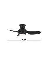 Casa Vieja 36" Whirl Modern Industrial Indoor Outdoor Ceiling Fan 3 Blade Led Light Remote Control Matte Black Finish Blades Bedroom Patio Living Room