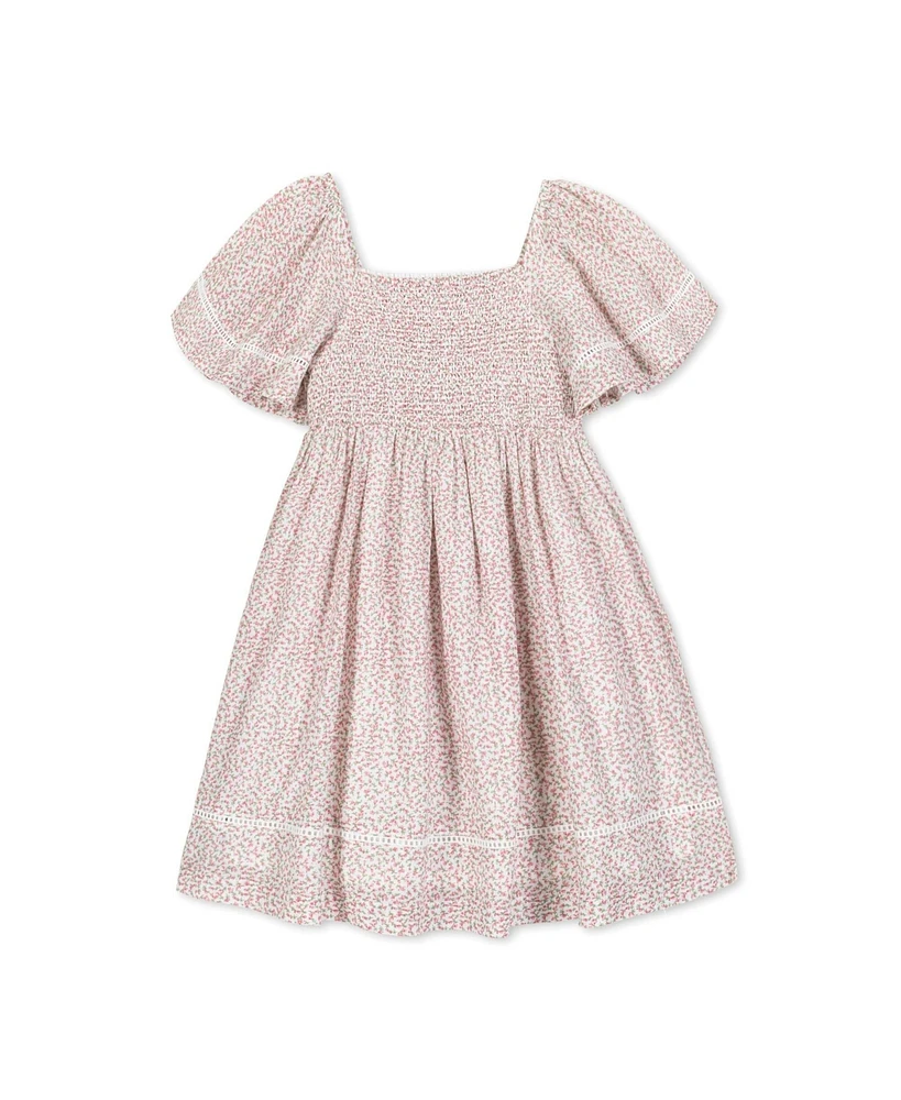 Hope & Henry Girls' Organic Smocked Bell Sleeve Dress, Kids