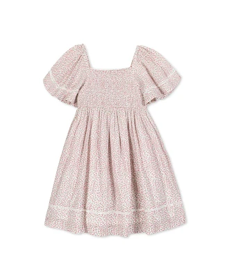 Hope & Henry Girls' Organic Smocked Bell Sleeve Dress, Kids