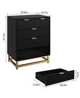 gaomon 5 Drawer Dresser with Metal Legs, Modern Dresser Chest Organizer with Wide Storage, Chest of Drawers for Bedroom, Living Room