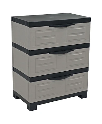 Sunnydaze Decor 3-Tier Storage Cabinet with Drawers - Versatile Plastic Storage Drawers Organizer - Tool-Free Assembly - Gray - 29.5" H