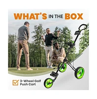 Jovial 3-Wheel Golf Push Cart with Adjustable Handle and Braking System