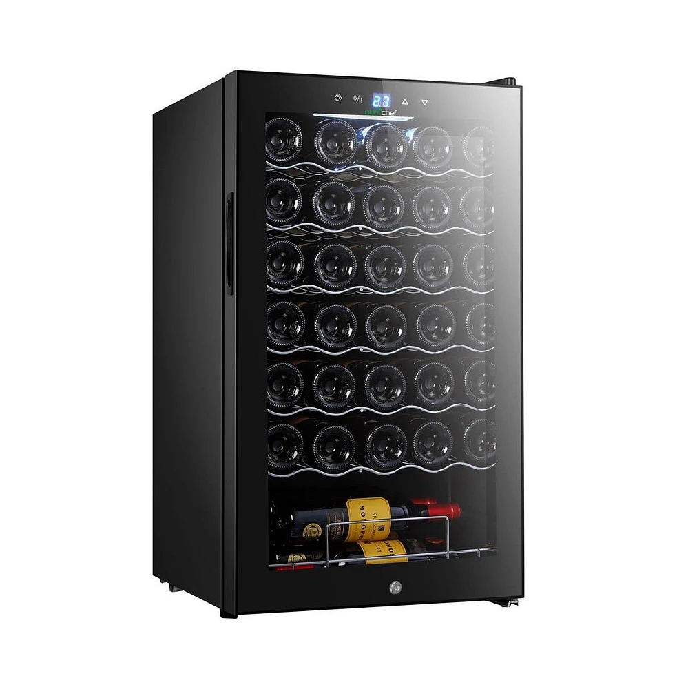 NutriChef 34-Bottle Wine Cooler with Digital Touch Control