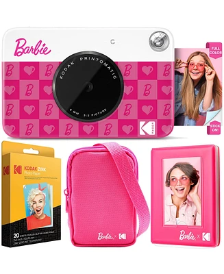 Kodak x Barbie Printomatic Instant Print Camera, Case, Photo Album, Paper (20 Sheets) Iconic Style