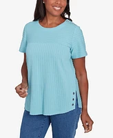 Alfred Dunner Petite Classics Solid Textured Short Sleeve T-Shirt