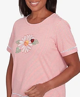 Alfred Dunner Petite Classics Daisy Knit Striped T-Shirt