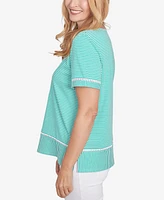 Alfred Dunner Petite Classics Owl Knit Striped T-Shirt