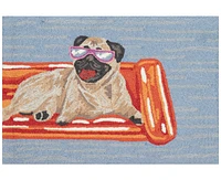 Liora Manne' Frontporch Pool Party Pug 2'6"x4' Area Rug