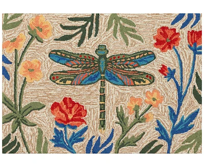 Liora Manne' Frontporch Floral Dragonfly 1'8"x2'6" Area Rug