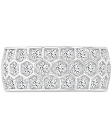 Cubic Zirconia Honeycomb Band Ring Sterling Silver